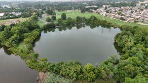 An aerial view of Stanbury Park.